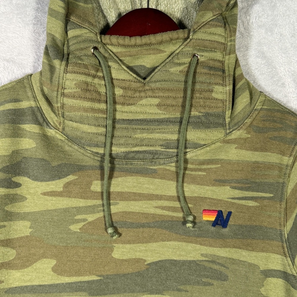 Aviator Nation Hoodie Mens Large Green Camo Funnel Neck Zip Pockets USA Ninja - Picture 2 of 8